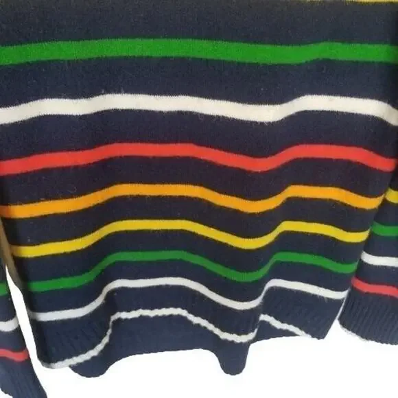 J. Crew Womens Wool Alpaca Striped Rainbow Sweater Sz XS Relaxed Preppy Classic - Picture 4 of 10